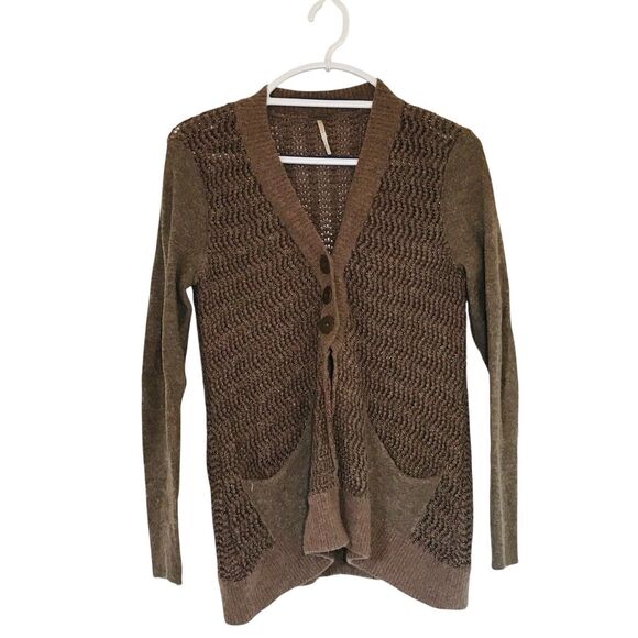 Free People Caroline Bohemian Wool Rayon Blend Cardigan Sweater Womens S/P - Picture 1 of 10